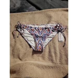 RAISINS Women's Blue Stretch‎ Side Tie Aquarius Rising Bikini Swimsuit Bottom L